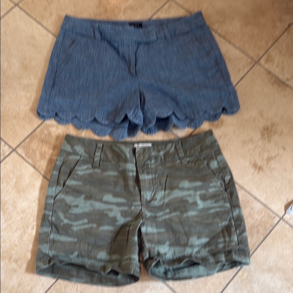 J. Crew High Waist Blue and Green Shorts